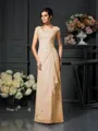 A-Line/Princess Scoop Floor-Length Chiffon Mother of the Bride Dresses With Lace
