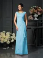 A-Line/Princess Scoop Floor-Length Chiffon Mother of the Bride Dresses With Lace