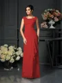 A-Line/Princess Scoop Floor-Length Chiffon Mother of the Bride Dresses With Lace