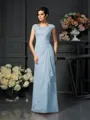 A-Line/Princess Scoop Floor-Length Chiffon Mother of the Bride Dresses With Lace