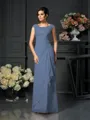 A-Line/Princess Scoop Floor-Length Chiffon Mother of the Bride Dresses With Lace