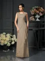 A-Line/Princess Scoop Floor-Length Chiffon Mother of the Bride Dresses With Lace