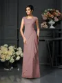 A-Line/Princess Scoop Floor-Length Chiffon Mother of the Bride Dresses With Lace