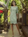 Sheath/Column Off-the-Shoulder Knee-Length Lace Mother of the Bride Dresses With Appliques Lace