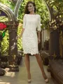 Sheath/Column Off-the-Shoulder Knee-Length Lace Mother of the Bride Dresses With Appliques Lace