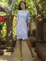 Sheath/Column Off-the-Shoulder Knee-Length Lace Mother of the Bride Dresses With Appliques Lace