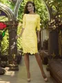 Sheath/Column Off-the-Shoulder Knee-Length Lace Mother of the Bride Dresses With Appliques Lace