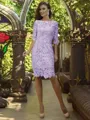 Sheath/Column Off-the-Shoulder Knee-Length Lace Mother of the Bride Dresses With Appliques Lace