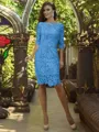 Sheath/Column Off-the-Shoulder Knee-Length Lace Mother of the Bride Dresses With Appliques Lace