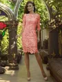 Sheath/Column Off-the-Shoulder Knee-Length Lace Mother of the Bride Dresses With Appliques Lace