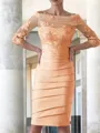 Sheath/Column Scoop Knee-Length Satin Mother of the Bride Dresses With Appliques Lace