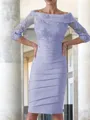 Sheath/Column Scoop Knee-Length Satin Mother of the Bride Dresses With Appliques Lace