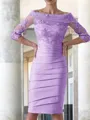 Sheath/Column Scoop Knee-Length Satin Mother of the Bride Dresses With Appliques Lace