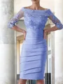 Sheath/Column Scoop Knee-Length Satin Mother of the Bride Dresses With Appliques Lace