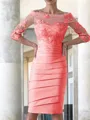 Sheath/Column Scoop Knee-Length Satin Mother of the Bride Dresses With Appliques Lace