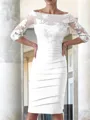 Sheath/Column Scoop Knee-Length Satin Mother of the Bride Dresses With Appliques Lace