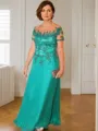 Sheath/Column Scoop Floor-Length 30D Chiffon Mother of the Bride Dresses With Appliques Lace