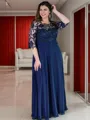 A-Line/Princess Scoop Floor-Length Chiffon Mother of the Bride Dresses With Lace