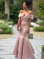 Trumpet/Mermaid Off-the-Shoulder Floor-Length Satin Mother of the Bride Dresses With Ruffles
