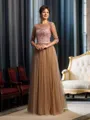 A-Line/Princess Scoop Floor-Length Silk Like Satin Mother of the Bride Dresses