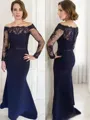 Trumpet/Mermaid Off-the-Shoulder Floor-Length Stretch Crepe Mother of the Bride Dresses With Lace