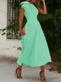 A-Line/Princess Jewel Sleeveless Stretch Crepe Mother of the Bride Dresses With Ruffles