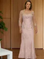 Sheath/Column Scoop Floor-Length Lace Mother of the Bride Dresses With Appliques Lace