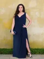 A-Line/Princess V-neck Floor-Length Chiffon Mother of the Bride Dresses With Leg Slit