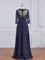 A-Line/Princess Bateau Floor-Length Chiffon Mother of the Bride Dresses With Appliques Lace