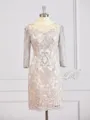 Sheath/Column Bateau Short/Mini Chiffon Mother of the Bride Dresses With Appliques Lace