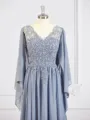 A-Line/Princess V-neck Floor-Length Chiffon Mother of the Bride Dresses With Appliques Lace