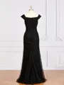 Sheath/Column Off-the-Shoulder Floor-Length Tulle Mother of the Bride Dresses With Beading