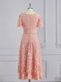 A-Line/Princess V-neck Tea-Length Chiffon Mother of the Bride Dresses With Appliques Lace