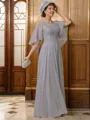A-Line/Princess V-neck Floor-Length Chiffon Mother of the Bride Dresses With Applique