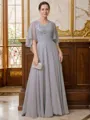 A-Line/Princess V-neck Floor-Length Chiffon Mother of the Bride Dresses With Applique