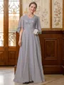 A-Line/Princess V-neck Floor-Length Chiffon Mother of the Bride Dresses With Applique