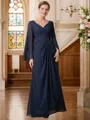 A-Line/Princess V-neck Floor-Length Chiffon Mother of the Bride Dresses With Applique