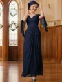 A-Line/Princess V-neck Floor-Length Chiffon Mother of the Bride Dresses With Applique