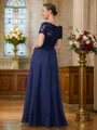 A-Line/Princess V-neck Floor-Length Chiffon Mother of the Bride Dresses With Lace Applique