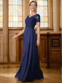 A-Line/Princess V-neck Floor-Length Chiffon Mother of the Bride Dresses With Lace Applique