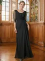 A-Line/Princess Scoop Floor-Length Chiffon Mother of the Bride Dresses With Ruffles
