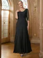A-Line/Princess Scoop Floor-Length Chiffon Mother of the Bride Dresses With Ruffles