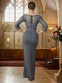 Sheath/Column V-neck Floor-Length Jersey Mother of the Bride Dresses With Lace Applique