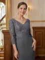 Sheath/Column V-neck Floor-Length Jersey Mother of the Bride Dresses With Lace Applique