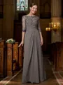 A-Line/Princess Scoop Floor-Length Chiffon Mother of the Bride Dresses With Applique