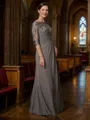 A-Line/Princess Scoop Floor-Length Chiffon Mother of the Bride Dresses With Applique