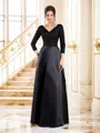 A-Line/Princess V-neck Floor-Length Satin Mother of the Bride Dresses With Beading