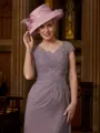 Sheath/Column V-neck Floor-Length Chiffon Mother of the Bride Dresses With Lace