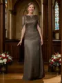 Sheath/Column Scoop Floor-Length 30D Chiffon Mother of the Bride Dresses With Ruffles