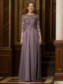 A-Line/Princess Scoop Chiffon Floor-Length Mother of the Bride Dresses With Lace